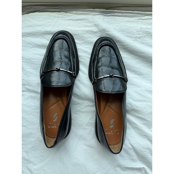 Franco Sarto Shoes - Franco Sarto Shoes Womens 8.5 Navy Blue Patent Loafers‎ Shiny Horsebit Detail